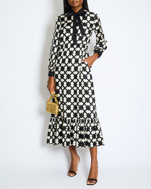 Gucci Geometric Print Silk Midi Dress Size IT 38 (UK 6)