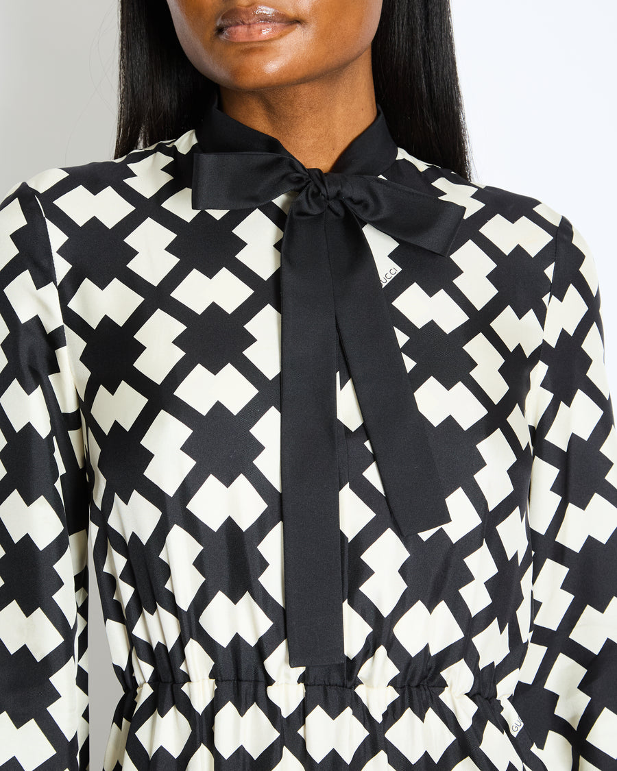 Gucci Geometric Print Silk Midi Dress Size IT 38 (UK 6)
