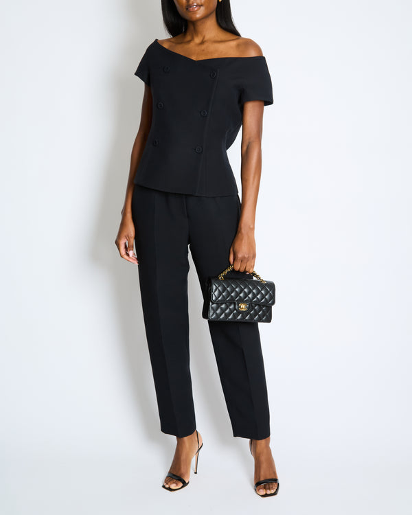 Christian Dior Off Shoulder Barr Jacket with Wide Leg Trouser Set Size UK 14 RRP Jacket £3200 Trouser RRP £1700