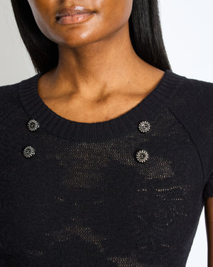 Chanel Black Wool Mini Dress with CC Buttons Detail Size FR 36 (UK 8)