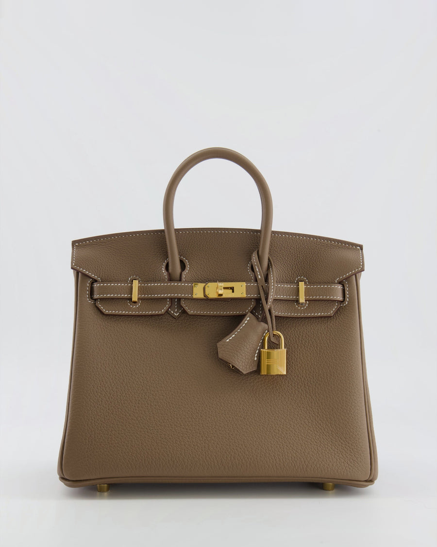Hermès Birkin 25 Retourne Bag in Etoupe Togo Leather with Gold Hardware