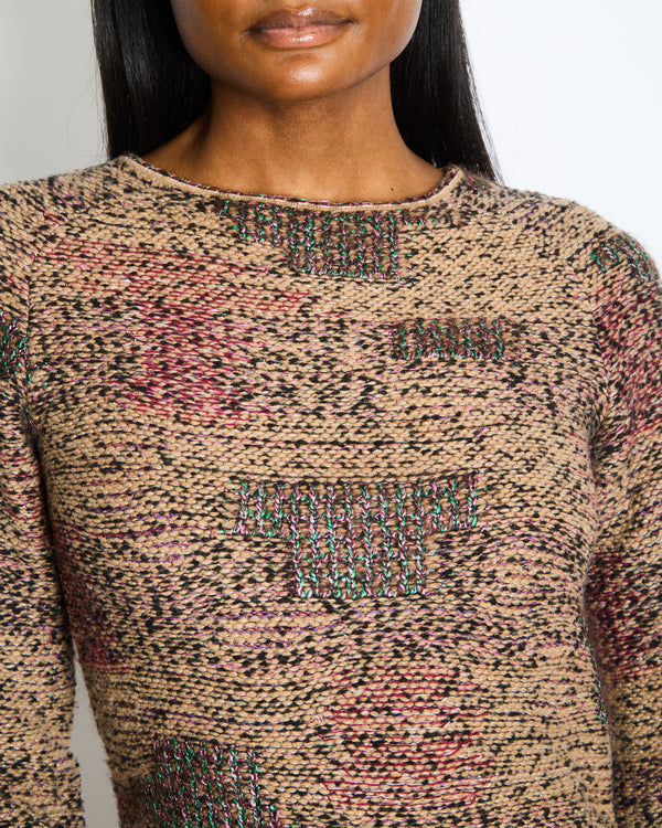 Chanel Brown, Purple & Black Tweed Wool Long Sleeve Dress with Pocket Detail Size FR 38 (UK 10)