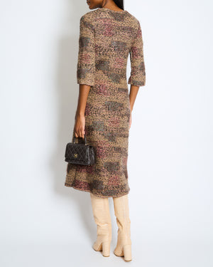 Chanel Brown, Purple & Black Tweed Wool Long Sleeve Dress with Pocket Detail Size FR 38 (UK 10)