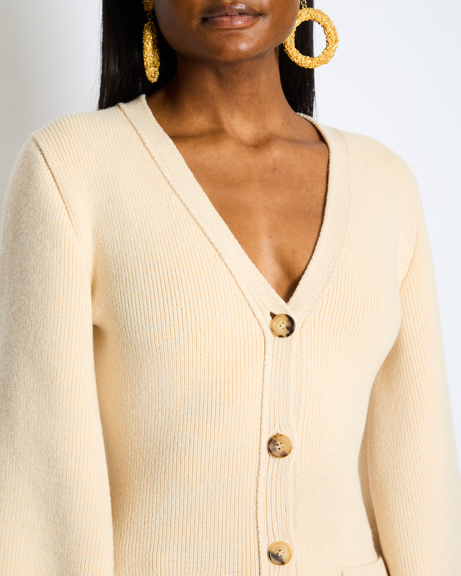 Khaite Cream Lucy V-Neck Cashmere Cardigan Size XS (UK 4-6)