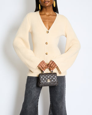 Khaite Cream Lucy V-Neck Cashmere Cardigan Size XS (UK 4-6)
