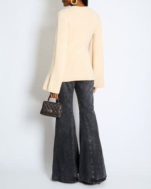 Khaite Cream Lucy V-Neck Cashmere Cardigan Size XS (UK 4-6)