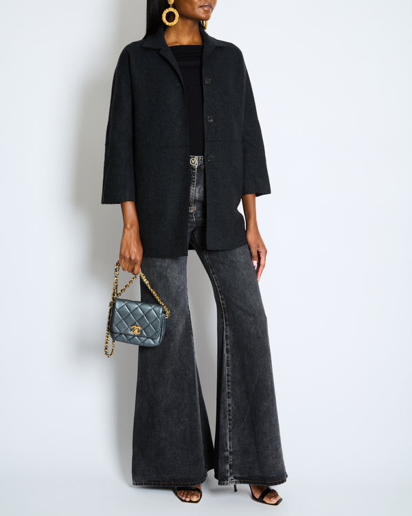 Loro Piana Charcoal Grey Single Breasted Cashmere Coat Size IT 36 (UK 4)