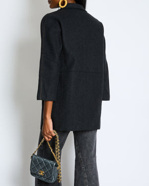 Loro Piana Charcoal Grey Single Breasted Cashmere Coat Size IT 36 (UK 4)