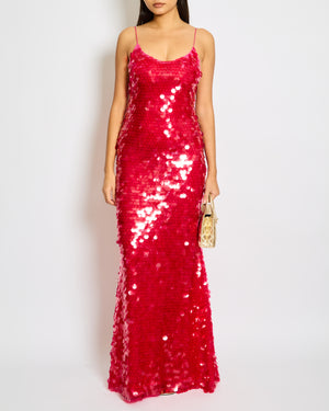 The New Arrivals by Ilkyaz Ozel Sequin Gwyneth Maxi Dress in Flamboyante Size FR 34 (UK 6)