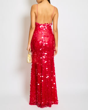The New Arrivals by Ilkyaz Ozel Sequin Gwyneth Maxi Dress in Flamboyante Size FR 34 (UK 6)