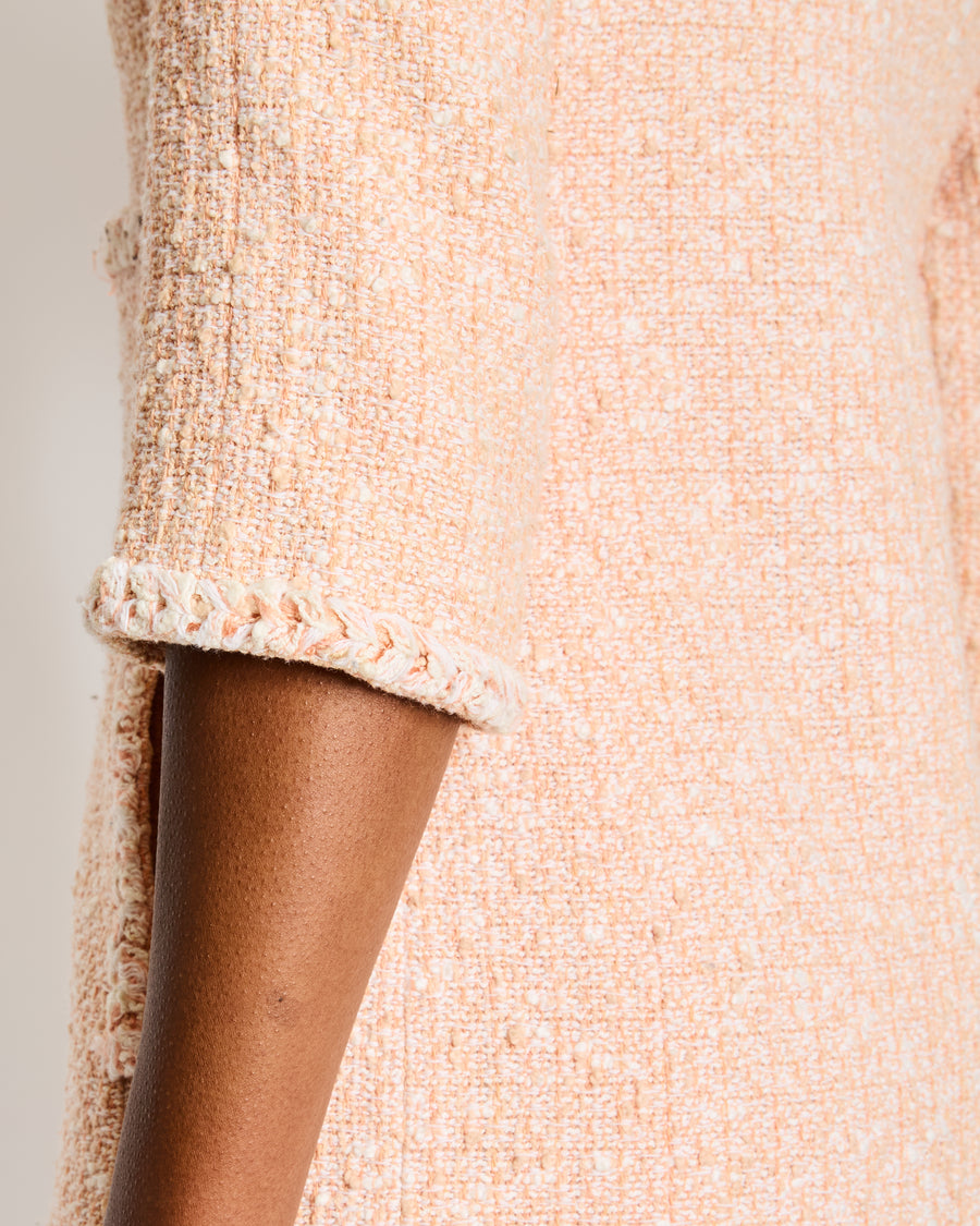 Chanel Pink and White Tweed Embellished Buttons Jacket with Pockets Size FR 34 (UK 6)