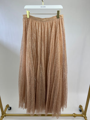 Ralph & Russo Gold Glitter Pleated Skirt Size IT 44 (UK 12)