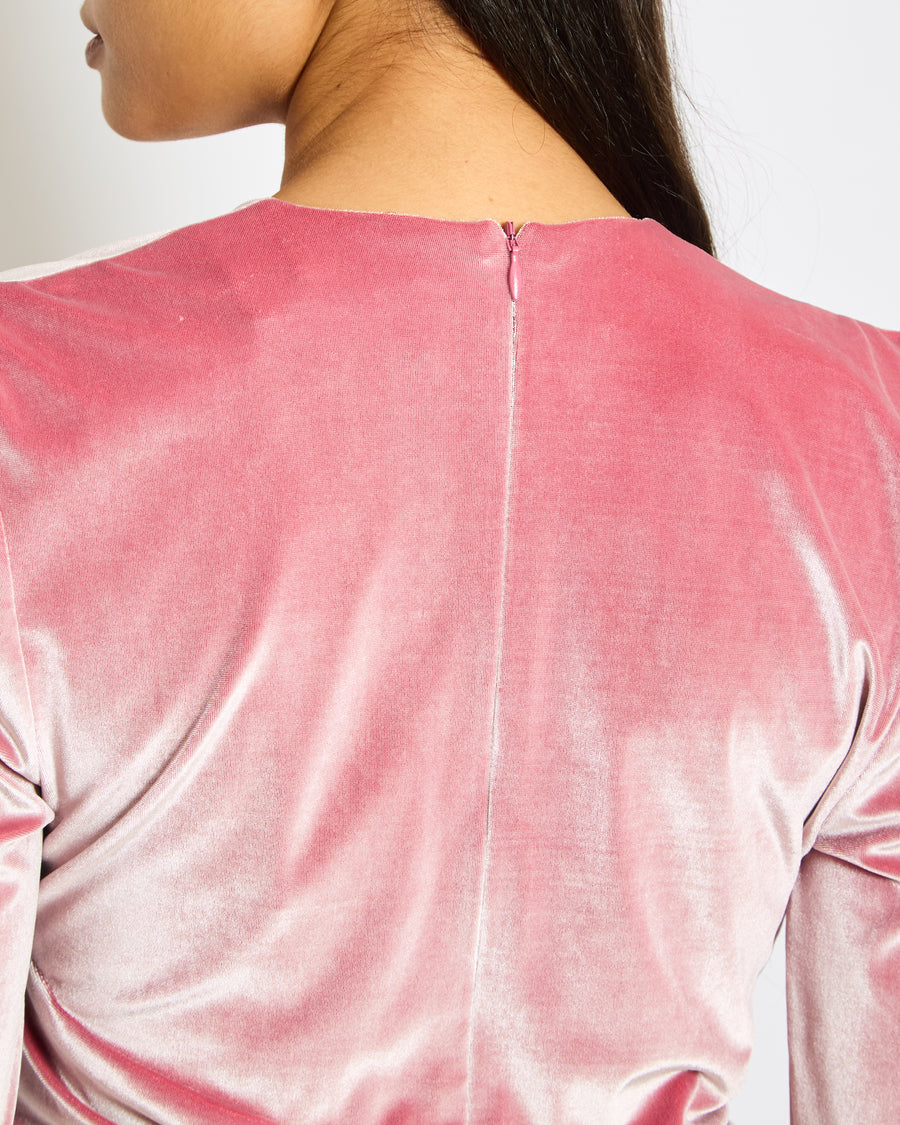 Alexandre Vauthier Pink Velour Asymmetric Mini Dress Size FR 42 (UK 14)