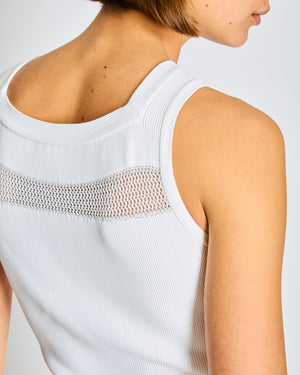 Alaïa White Ribbed Sleeveless Mini Dress with Knit and Frill Details Size FR 38 (UK 10)