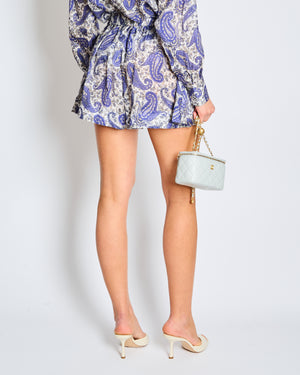 Zimmermann White and Blue Paisley Print Dress with Sun Patch Detail Size 1-2 (UK 10-12)