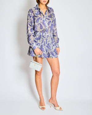 Zimmermann White and Blue Paisley Print Dress with Sun Patch Detail Size 1-2 (UK 10-12)