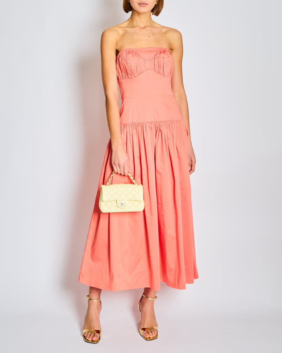tove pink dress Rahel gathered tie-front linen-blend midi dress - baby pink