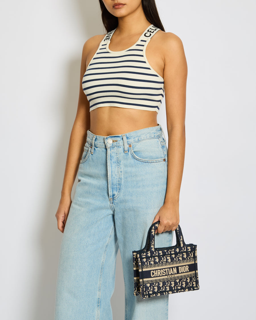 Céline Striped Logo Knit Top Size M (UK 10)