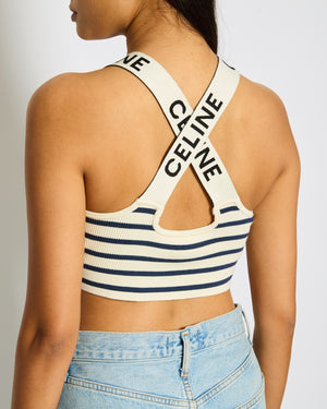 Céline Striped Logo Knit Top Size M (UK 10)