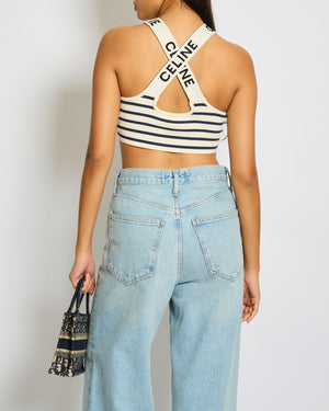 Céline Striped Logo Knit Top Size M (UK 10)