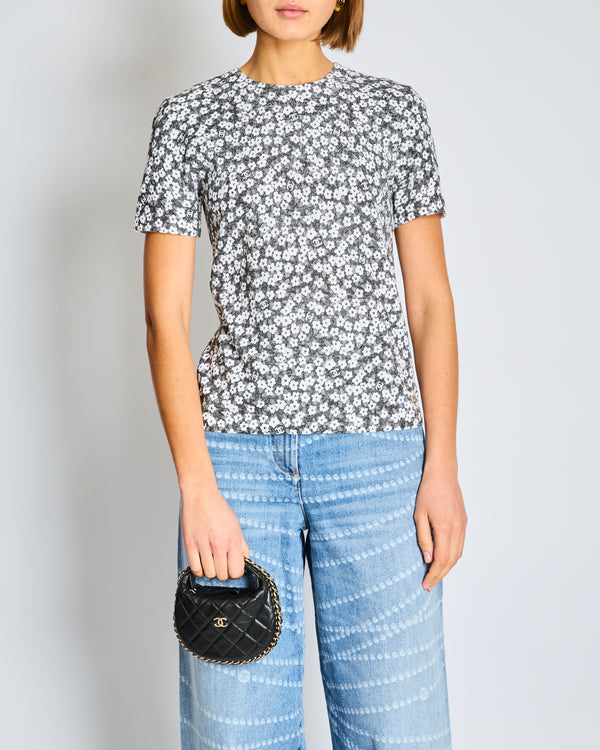 Chanel Black and White Daisy Print T-Shirt Size FR 36 (UK 8)