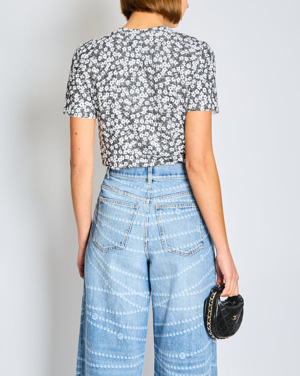 Chanel Black and White Daisy Print T-Shirt Size FR 36 (UK 8)