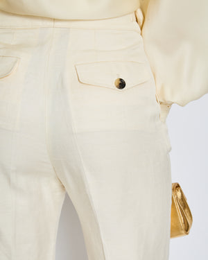 Loro Piana Cream Linen Barrel Trousers IT 38 (UK 6)