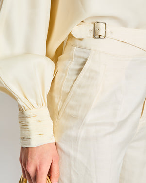 Loro Piana Cream Linen Barrel Trousers IT 38 (UK 6)