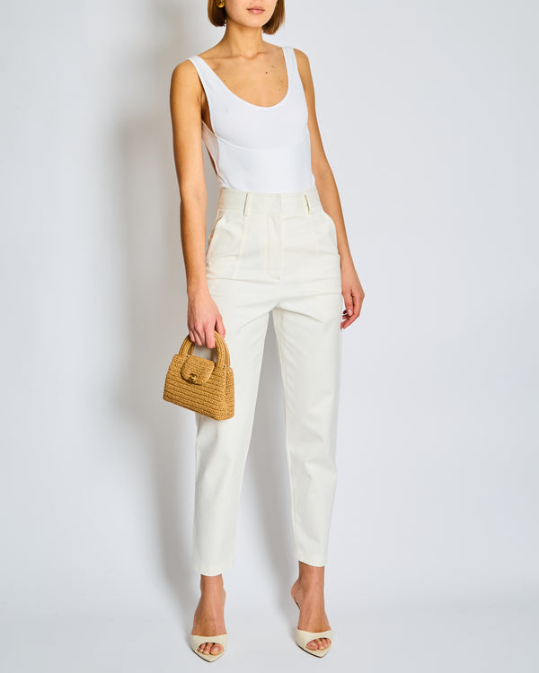 Hermès White Pleated High WaistTrousers FR 34 (UK 6)