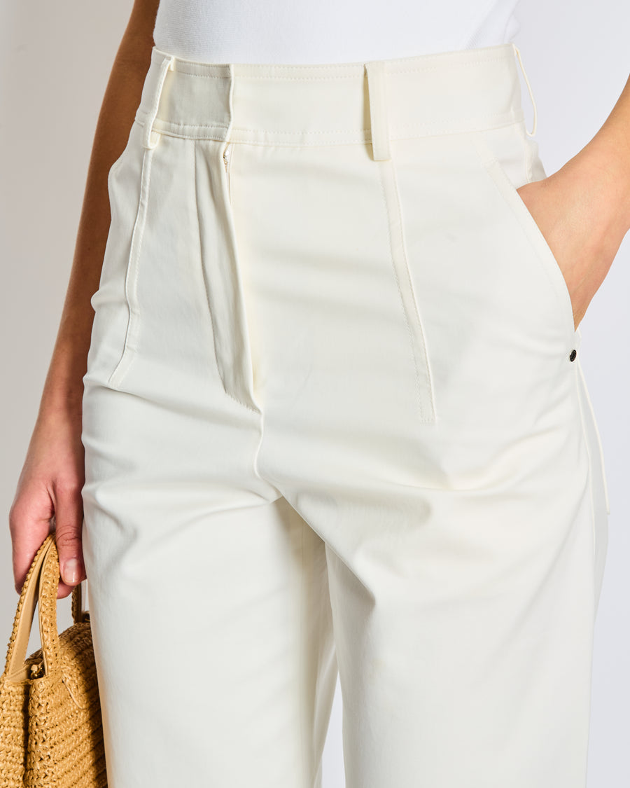 Hermès White Pleated High WaistTrousers FR 34 (UK 6)