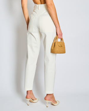 Hermès White Pleated High WaistTrousers FR 34 (UK 6)