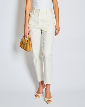 Hermès White Pleated High WaistTrousers FR 34 (UK 6)