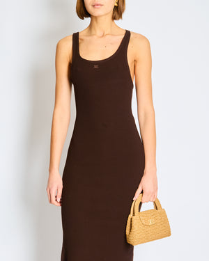 Courrèges Brown Sleeveless Midi Dress with Logo Size Small (UK 8-10)