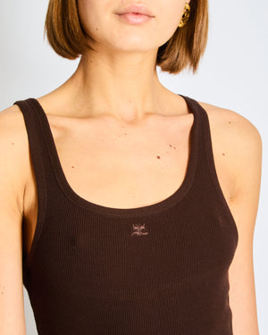 Courrèges Brown Sleeveless Midi Dress with Logo Size Small (UK 8-10)