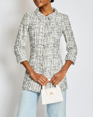 Chanel 06C Black and White Tweed Jacket with Silver CC Logo Buttons Size FR 36 (UK 8)