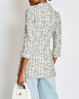 Chanel 06C Black and White Tweed Jacket with Silver CC Logo Buttons Size FR 36 (UK 8)