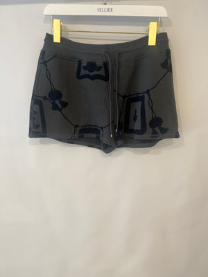Hermès Grey Jacket and Shorts Set with Navy Lantern and Tassel Print with Silver Logo Buttons Size FR 34/40 (UK 6/12)