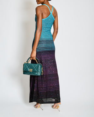 Missoni Blue and Purple Sequin Embellished Crochet Maxi Dress IT 38 Size UK 6