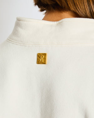 Schiaparelli Cream Sweatshirt with Gold Pierced Lip Zip Detail Size XL (UK 12/14)