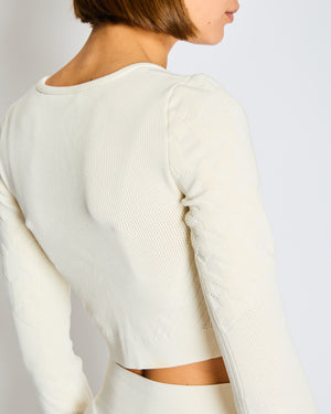 Hermes Cream H Knit Leggings and Cropped Top Yoga Set Size FR 34/36/ (UK 6/8)