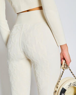 Hermes Cream H Knit Leggings and Cropped Top Yoga Set Size FR 34/36/ (UK 6/8)