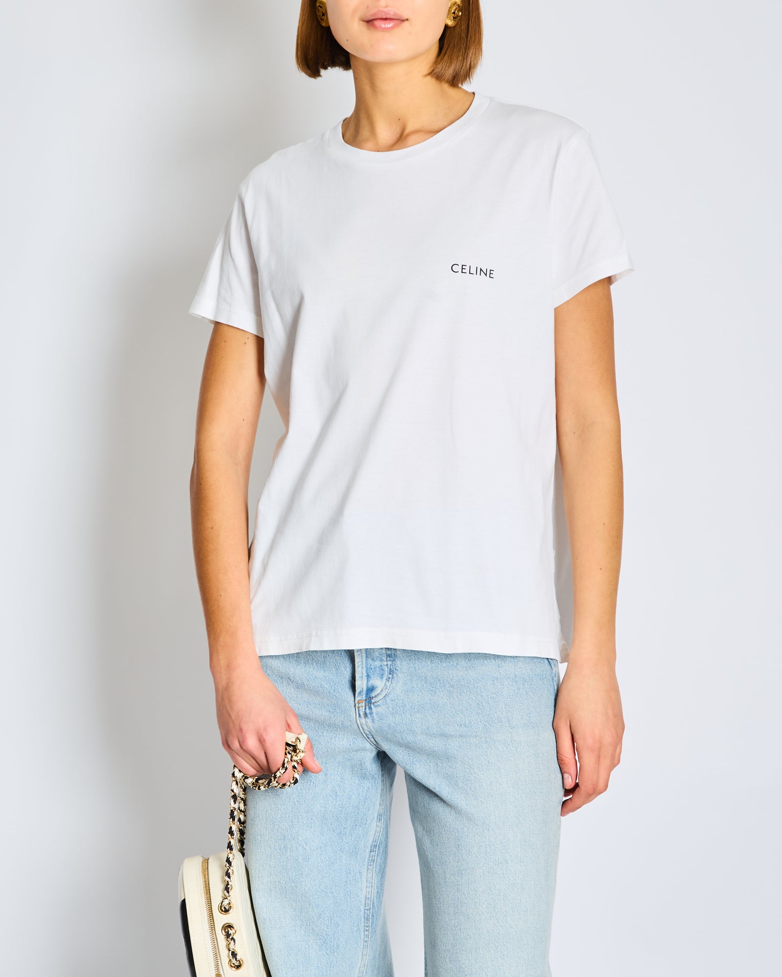 CELINE プリント Tシャツ Lサイズ ホワイト 中古・古着通販】CELINE (セリーヌ) ロゴプリントTシャツ ホワイト