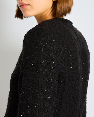 Rotate Black Sequin Long Sleeve Jacket and Midi Pencil Skirt Set FR 36 (UK 8)