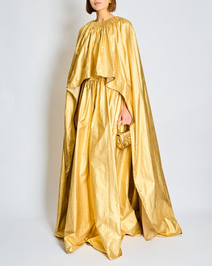 *CURRENT SEASON* Schiaparelli Gold Metallic Cape Long Dress Size FR 38 (UK 6) RRP £6,600