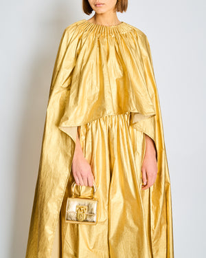 *CURRENT SEASON* Schiaparelli Gold Metallic Cape Long Dress Size FR 38 (UK 6) RRP £6,600
