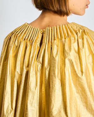 *CURRENT SEASON* Schiaparelli Gold Metallic Cape Long Dress Size FR 38 (UK 6) RRP £6,600