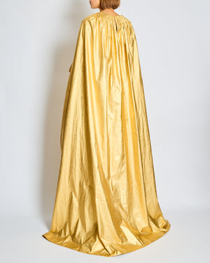 *CURRENT SEASON* Schiaparelli Gold Metallic Cape Long Dress Size FR 38 (UK 6) RRP £6,600