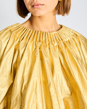 *CURRENT SEASON* Schiaparelli Gold Metallic Cape Long Dress Size FR 38 (UK 6) RRP £6,600