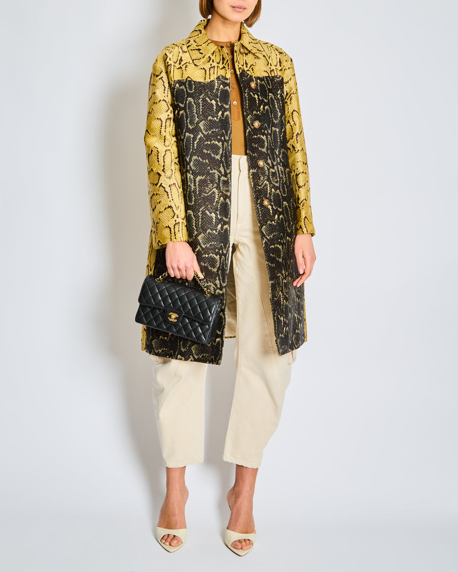 Stella McCartney Yellow and Black Panelled Python Print Coat Size IT 38 (UK 6)