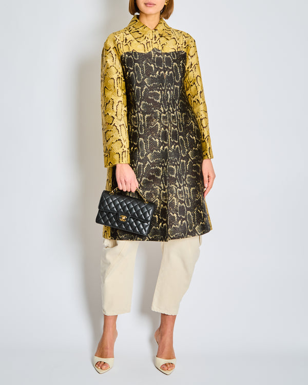 Stella McCartney Yellow and Black Panelled Python Print Coat Size IT 38 (UK 6)